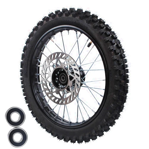 YLQYYH 12-15mm Bearing Front 60/100-14 2.75-14 Rim tube tire Disc Brake Wheel Rim With for Pit Dirt Bike 190MM brake disc