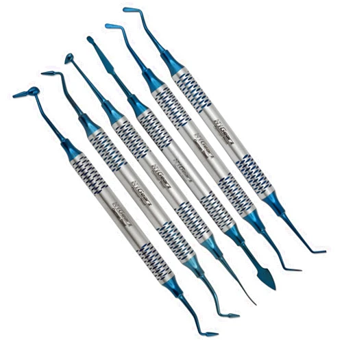 NYGEARZ Dental Composite Filling Instruments Professional Dental Filling Repair kit Permanent Composite Dental Titanium Dental Blue Plasma Coated Tips Non Stick Restoration Smooth Tooth Filler 6 PCs