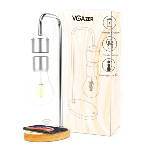 VGAzer Magnetic Levitating Floating Wireless LED Light Bulb with Wireless Charger for Desk Lamp,Room or Office Decor,Unique Gifts