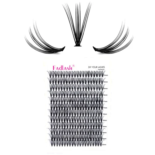 FADLASH Individual Lashes Cluster Mix Clusters Black Volume Eyelash Clusters Long Individual Lash Extensions D Curl Cluster Lashes DIY Eyelash Extension (20D-0.07D, 15-20mm)