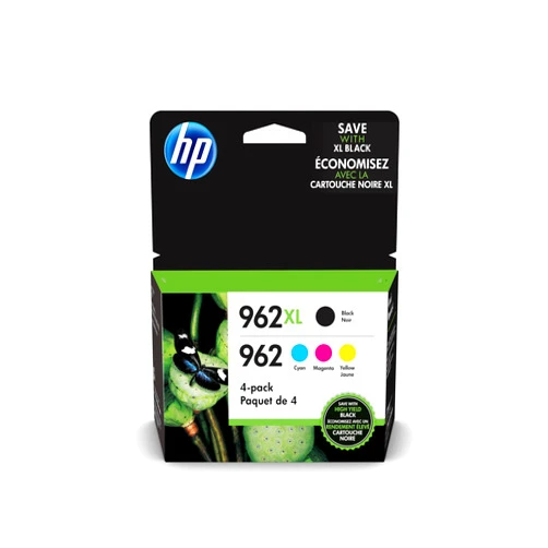 HP 962XL High Yield Black and HP 962 Cyan, Magenta, Yellow Original Ink Cartridges Pack of 4 (3JB34AN)