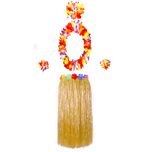 BAJOTAL Hawaiian Luau Hula Grass Skirt with Large Flower Costume Set for Dance Party Decorations Favors