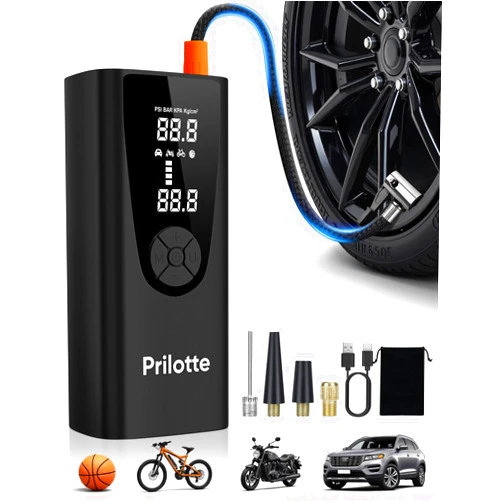 Lamfurart Tire Inflator Portable Air Compressor-180PSI&20000mAh Car Tire Air Pump Portable-Cordless Electric 3X Fast Inflation, Tire Inflator with Gauge, LED, for Bike, Motorcycle, Ball (Obsidian)