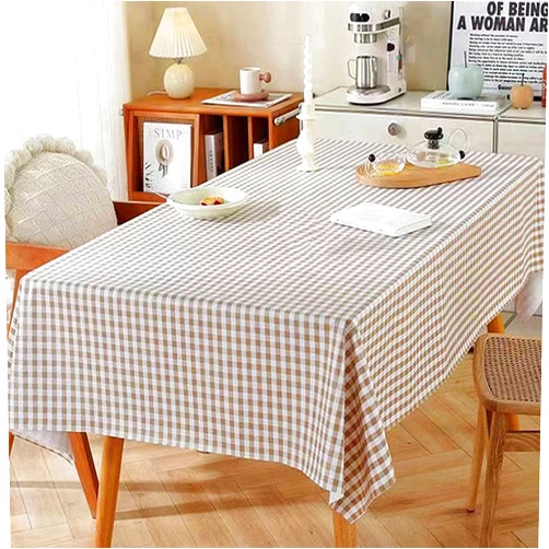 SZRWOPLO Waterproof Tablecloth Rectangular, Washable Plaid Fabric Tablecloth, Suitable for Spring and Outdoor use(7 Colors) 47.2 * 47.2inch Brown