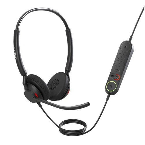 Jabra Engage 40 Wired Stereo Headset with Inline Call Control - Noise-Cancelling 2-Mic Technology, and USB-C Cable - Works With All Leading Unified Communications Platforms Such As Zoom, Unify - Black