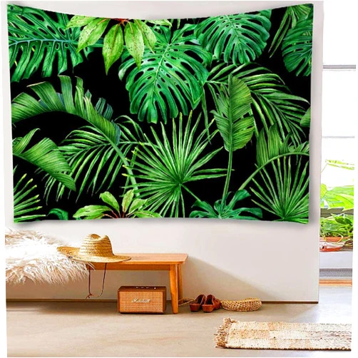 ASOCO Palm Leaves Tapestry Tropical Grunge Tapestry Wall Hanging with Green Leaf Tropical Leaves Monster a Strelitzia Palms Watercolor Wall Tapestry for Bedroom Living Room Dorm 50X60 Inches
