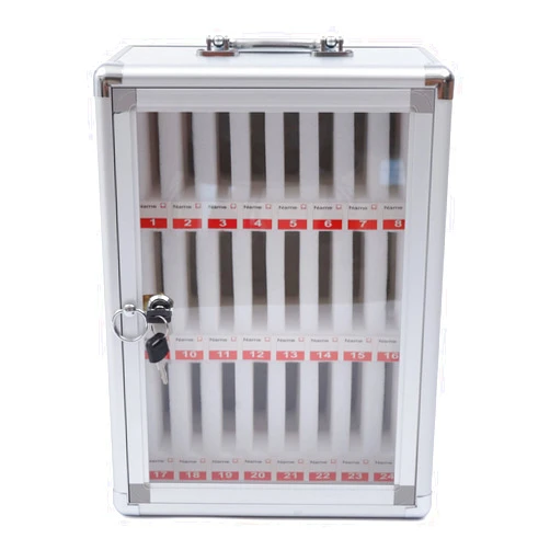 Bazargame 24 Slots Cell Phone Locker Box, Aluminum Alloy Clear Cell Phone Holder Wall-Mounted Cell Phones Storage Cabinet Pocket with Handle and Security Lock for Classroom Office School Employees