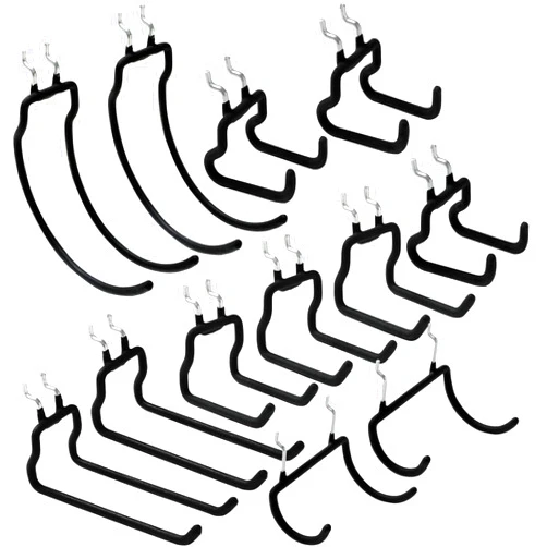 FRIMOONY 12 PCS Heavy Duty Pegboard Hooks, for Organizing Various Tools, for 1/4 Inch Pegboard, Black