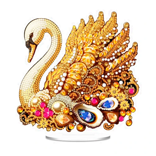 Apomelo Diamond Art Painting Kit Swan Tabletop Ornament, Stand Up Diamond Art Kit for Adults, DIY Special Gem Painting Desk Board Kit, Noble Swan