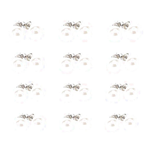 LEILE 12pairs colors Assorted Mixed Wholesale Lot Glass Pearl Earrings Studs Gift Set Stainless Steel Pin for Women