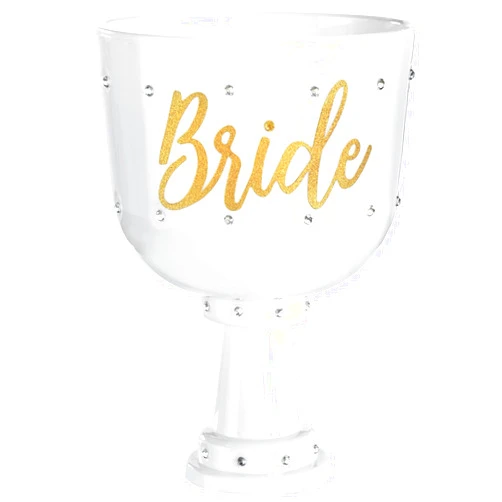 Amscan Stunning White Embellished Bride's Plastic Cup - 26 oz. (1 Pc.) - Elegant Drinkware for Bridal Showers & Bachelorette Parties