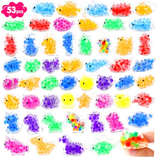 FLY2SKY 53PCS Kawaii Squishies Party Favors for Kids, Mochi Squishy Toy Animals Fidget Toys Mini Squeeze Toys for Classroom Prizes, Goodie Bags, Easter Eggs Fillers, Christmas Stocking Stuffers