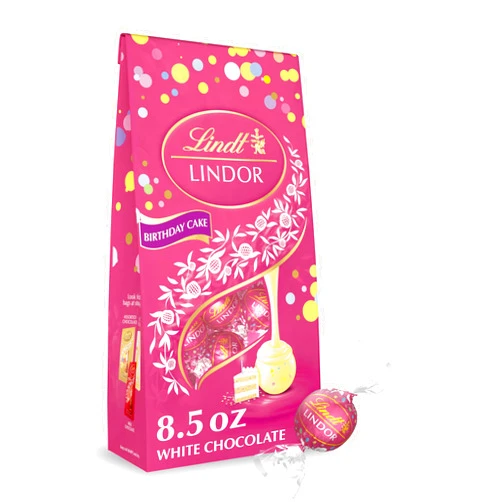 Lindt LINDOR Birthday Cake White Chocolate Truffles, White Chocolate Candy with Smooth, Melting Truffle Center, 8.5 oz.