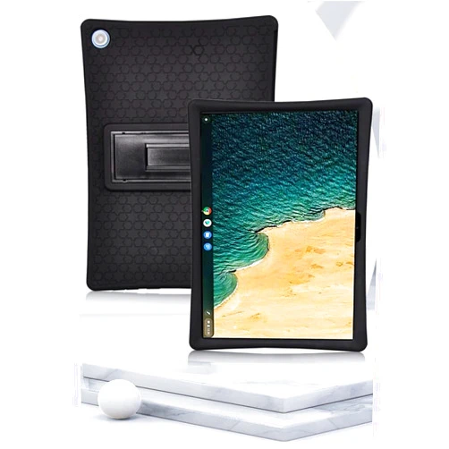Soheryii Protective Case for Lenovo Chromebook Duet CT-X636F 10.1 Inch Tablet Cover Soft Silicon Stand Holder Funda Case (Black)