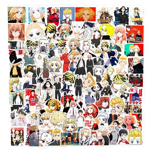HXMIN Tokyo Anime Revengers Vinyl Stickers & Decals, 100 Pcs Waterproof Anime Themed Decals for Laptop, Bottle, Skateboard, Helmet, Notebook, Luggage, Phone Case