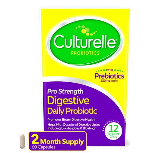 Culturelle Pro Strength Daily Probiotics For Digestive Health (2 Month Supply) with Prebiotics for Women & Men, Supports Occasional Diarrhea, Gas & Bloating, Gluten & Soy Free, 60 Count