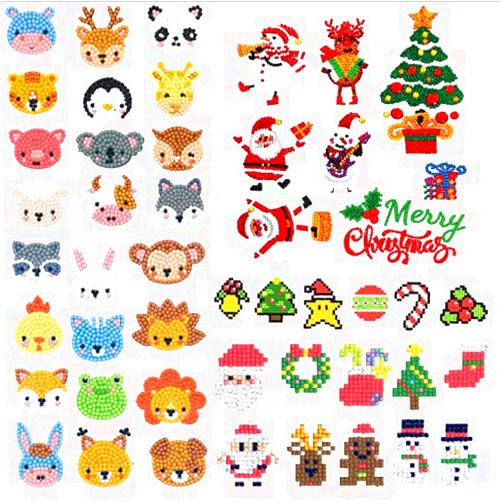 USLA Christmas Diamond Sticker 5D DIY Diamond Painting Stickers Christmas Art Diamond Stickers for Kids Adults DIY Christmas Painting Decorations with Diamond (C)