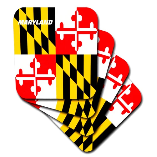 3dRose CST_45066_1 State Flag of Maryland Soft Coasters, Set of 4