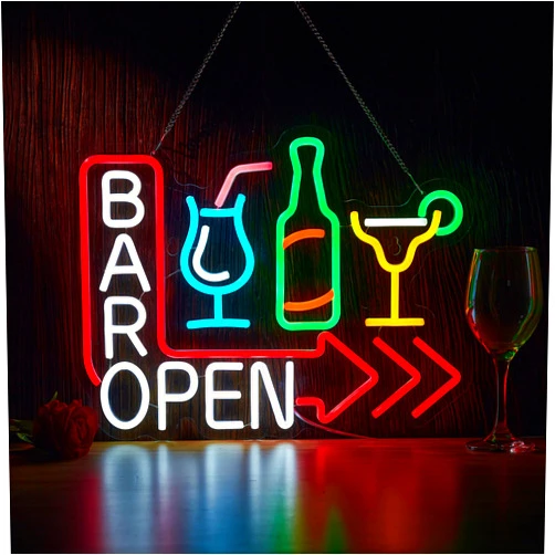 ZODZ Bar Open Neon Sign for Wall Décor Dimmable USB Open Beer Bar LED Light for Pub Business Decor