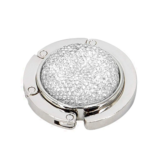 TANOSII Foldable Purse Hook Floding Handbag Hanger Bling Rhinestone Bag Holder for Table Desk 1 PCS White