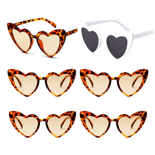 Kmopom Bachelorette Party Favor Sunglasses 6 Pack,Retro Cat Eye Heart Sunglasses for Women,Bridesmaid Proposal Gifts