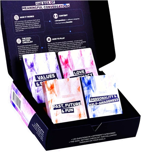 OpenMity Box of Meaningful Conversations – Conversation Starters Game for Couples – Date Night Cards Deck with 130 Question Cards
