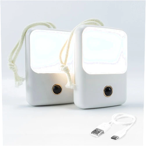 LB 2 Pack Rechargeable Night Light Motion Sensor Indoor Lights Motion Activated Light Adjustable Brightness Magnetic Light Warm White LED Nightlight for Bathroom Bedroom Hallway Kitchen Stairs Closet