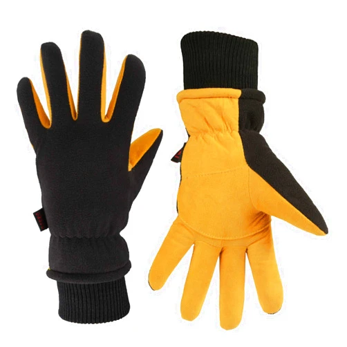 OZERO Winter Gloves -30°F Cold Proof Deerskin Suede Leather Insulated Water-Resistant Windproof Thermal Glove for Driving Hiking Snow Work in Cold Weather - Warm Gifts for Men and Women