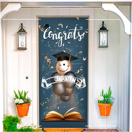 BigButer 2023 Graduation Decorations, Graduation Party Supplies Hanging Banner Front Door Sign Congrats Graduate Class Of 2023 Photo Props, Large Fabric Door Cover Curtain For Grad Indoor/Outdoor Party Decor