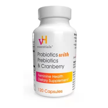 vH essentials Probiotics with Prebiotics and Cranberry Feminine Health Supplement - 120 Capsules (544-36) 120 Count (Pack of 1)