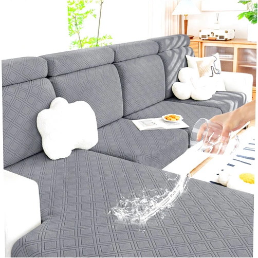 Smiry Waterproof Couch Cushion Covers, Stretch Sofa Cushion Covers, Magic Sofa Covers Washable, Couch Cushion Slipcover Elastic Furniture Protector for Pets, Kids (3 Pack, Grey)