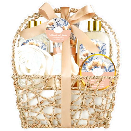 ArioseMonde Home Spa Gift Basket, Bath Spa Kit for Women, with Body Lotion, Shower Gel, Bubble Bath, Body Scrub, Bath Salt, Bath Bomb, Bath Gift Set for Mother, Wife Her, with Magnolia and Jasmine Scent