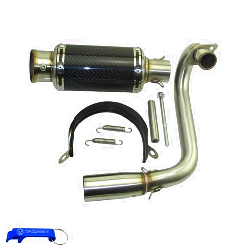 TC-Motor Stainless Steel Exhaust Pipe With Removable Silencer For Honda Z50 Monkey Bike Mini Trail 50cc 70cc 90cc 110cc 125cc 150cc 160cc 190cc Chinese Horizontal Engines (Carbon Black)