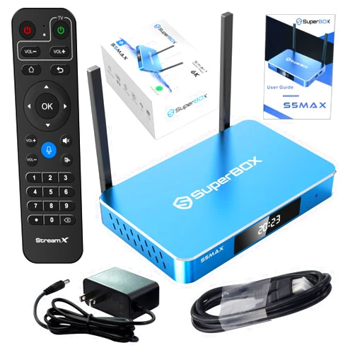 TETATONSHK Newest Super Smart TV S-5-M a x Box with Voice Remote,4G RAM + 64G ROM,Latest Super Bundle TV S5-M A X Box,4+64 GB Storage,Dual Band WiFi 6,Quad-Core,6K HD,2024 Super S-5-M ax Smart TV Box with Manual