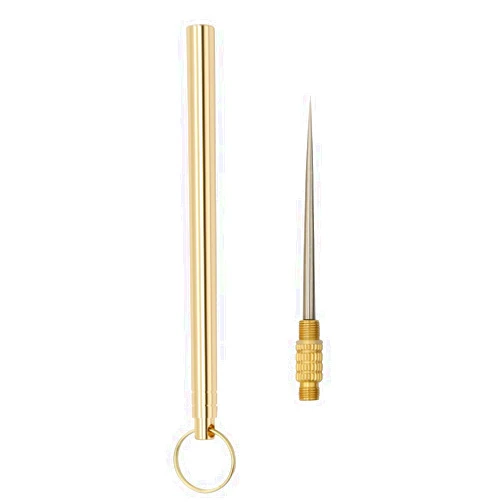 Benpaoba Black&Gold 2 Pack Cigar Holder Needle Stainless Steel Punch Draw Enhancer Tool&Nubber Assemblage Field Tool Can Be Dredge Avoid Burns Hangs with Key Ring (Black&Gold), Gold, black, 6 Inch
