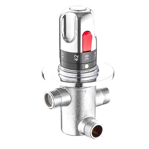 Gangang Temperature Control Thermostatic Mixer Valve,Brass Cold and Hot Water Mixing Valve, NPS G1/2,Solar Energy Valve Faucet Tap with Check Valve (thermostatic valve B)