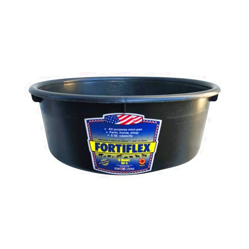Fortiflex Mini Feed Pan for Dogs and Horses, 5-Quart, Black