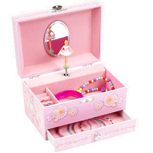 Jewelkeeper Musical Ballerina Girls Music Box - Jewelry Box for Girls with Pullout Drawer - Pink Ballerina Jewelry Storage Organizer for Kids - Plays Swan Lake Tune - Gift for Girls - 7.15