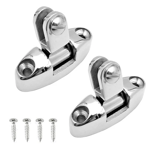 Amadget 2 Pcs Boat Top Bimini Deck Hinge Swivel Side Mount 316 Stainless Steel with Rubber Pad and Screws