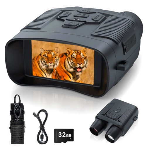 Profey Night Vision Goggles, Profey 4K Digital Infrared Night Vision Binoculars for Adults, Night and Day, 3'' Screen Rechargeable Hunting Night Vision with 7-Brightness Level, Include 32GB TF Card