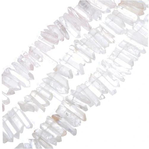 Adabele 1 Strand Adabele Natural Raw Healing Crystal Quartz Gemstone Loose Beads Small Drilled Point 15 Inch Clear AB Titanium Coated Chakra Gem Stone Drop Stick GA2
