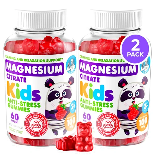 DR. MORITZ Sugar-Free Calm Magnesium Gummies for Kids and Adults - Non-GMO Magnesium Citrate Gummies - Raspberry Flavor - 2-Pack (60 Count)