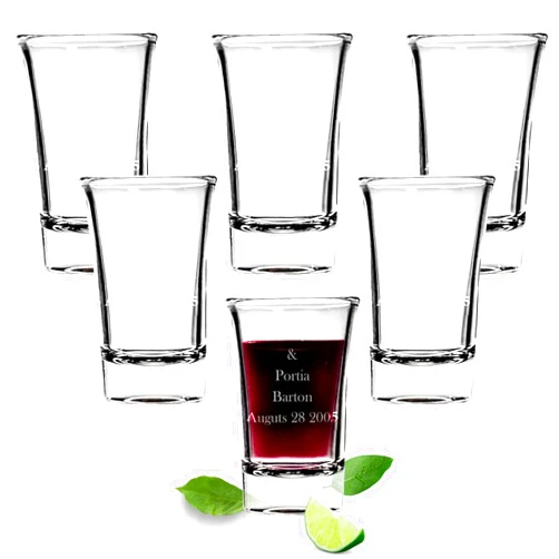 CKB Products Personalized Shot Glasses | Set of 6 | Quality Glass 1.5oz Custom Shot Glasses with Laser Engraving | Great for Wedding Favors, Bachelorette Party Gifts, Customized Party Favors, Unique Gifts