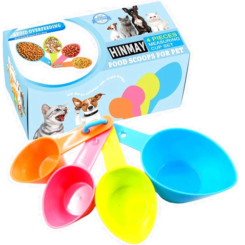 HINMAY Pet Food Scoops Plastic Measuring Cups Set for Dog Cat and Bird Food (Random Color)