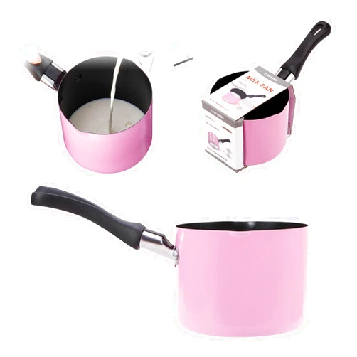 Hapivida Mini Saucepan, 0.5QT Pink Nonstick Butter Warmer with Handle 2 Pour Spouts Multi Milk Pot Stockpot Practical Small Melting Pot