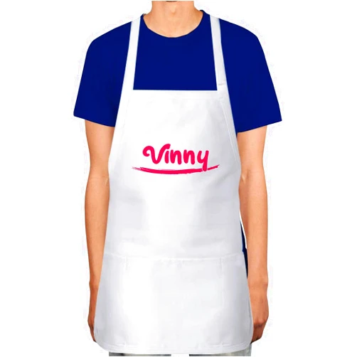 Makoroni - Vinny Name Apron Adjustable Kitchen Chef Apron with 2 Pockets Cooking Baking, DesS59