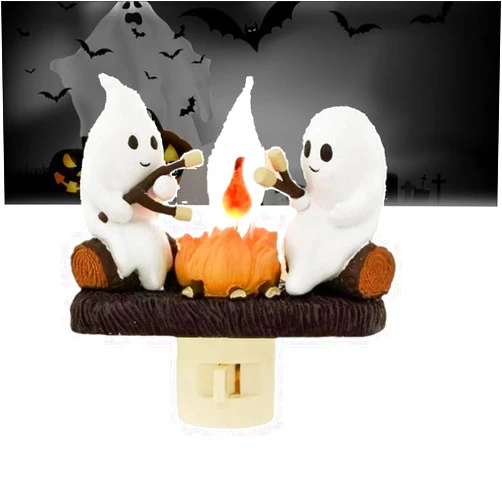 Forauzon Enchanting Ghost Campfire Flickering Night Light - Spooky Ghosts Campfire Flame Halloween Nightlight - Perfect Indoor Halloween Decorations for Family and Friends(1PC)