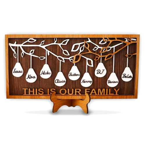 XENTUMI Personalized Christmas gifts for mom, Mother’s Day Gifts, Gifts for Mom 3D Wooden Family Tree Names Sign, Daughter and Son, Christmas Gifts for Grandma Birthday Anniversary Thanksgiving