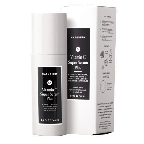 Naturium Vitamin C Super Serum Plus Jumbo, Smoothing Face Care, plus Retinol, Hyaluronic Acid, Niacinamide & Salicylic Acid, 2 oz