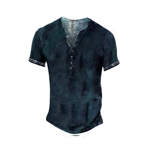 Beotyshow Mens Distressed Henley Shirts Retro Short Sleeve Tee Shirts Casual Button Down Washed T-Shirts for Men